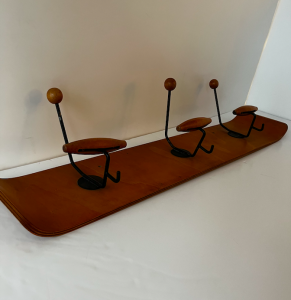 patere murale porte manteau ancien plywood bois metal annees1950 french la boutique de caro paris17 6 accroches