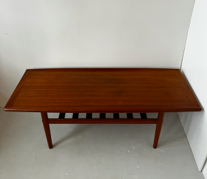 table basse en teck a double plateau grete jalk danoise danish design midcentury paris boutique scandinave mobilier vintage