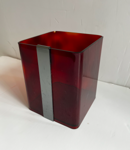 corbeille papier pvc lucite tortuer michel dumas pour roche bobois annees1970 vintage metal brossé
