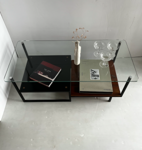 table basse verre metal laiton georges frydman annees1950 midcentury shop paris