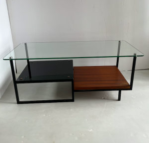 table basse verre metal laiton georges frydman annees1950 second had furniture paris