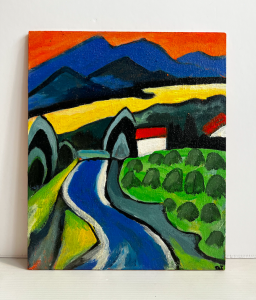 Tableau TAT Duvillier 4: chemin vers le soir huile couleurs peinture paris