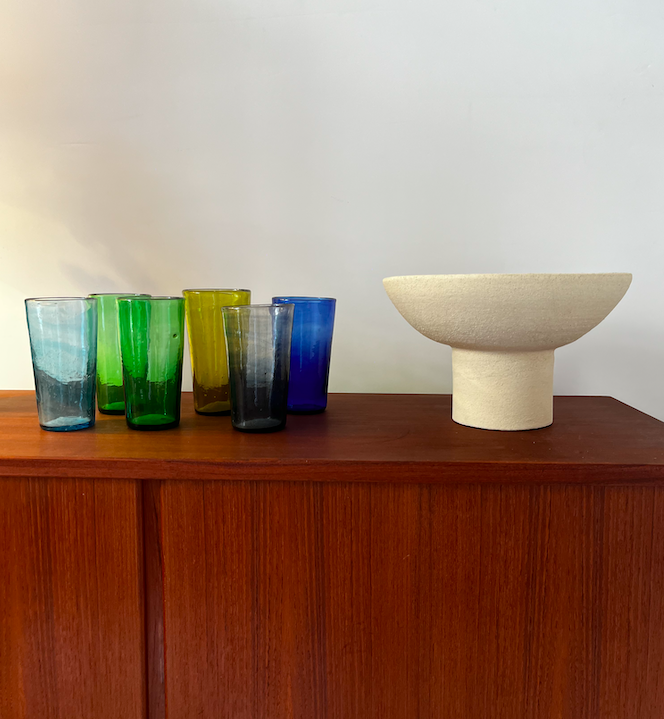 Série de 6 vert colorés en verre – 90 €