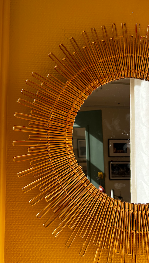 Miroir soleil en rotin/osier – 80 €