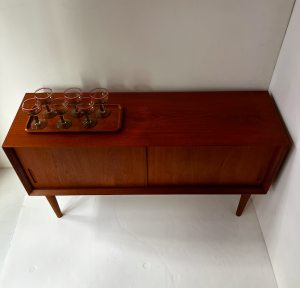 meuble rangement buffet bas teck scandinave midcentury design paris portes coulissantes