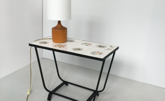 Table d’appoint céramique et fer forgé – L60 x P30 x H45 cm – 130 € soldé 99 €