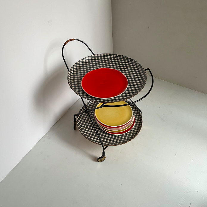 Desserte à carreaux vintage Paul Nagel pour Jie Gantofta, Suède, 1960 – D45 x H52 – 259 €