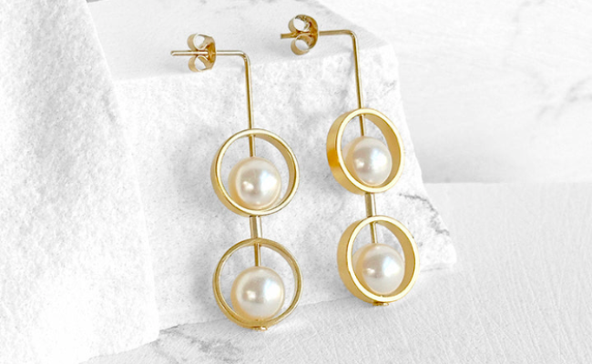 Lewis and Pine boucles d’oreille vermeil et perles vintage