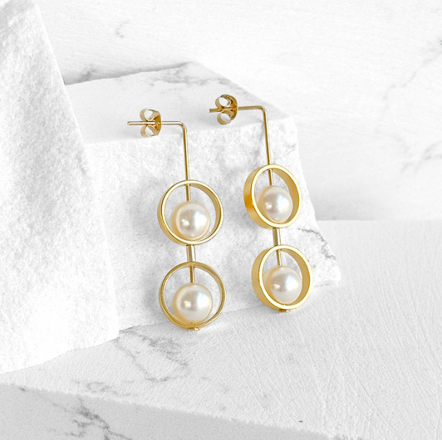 Lewis and Pine boucles d’oreille vermeil et perles vintage