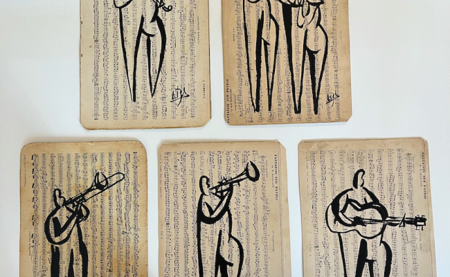 Oeuvre originale Lionel Borla – encre sur partition – 110 € pièce