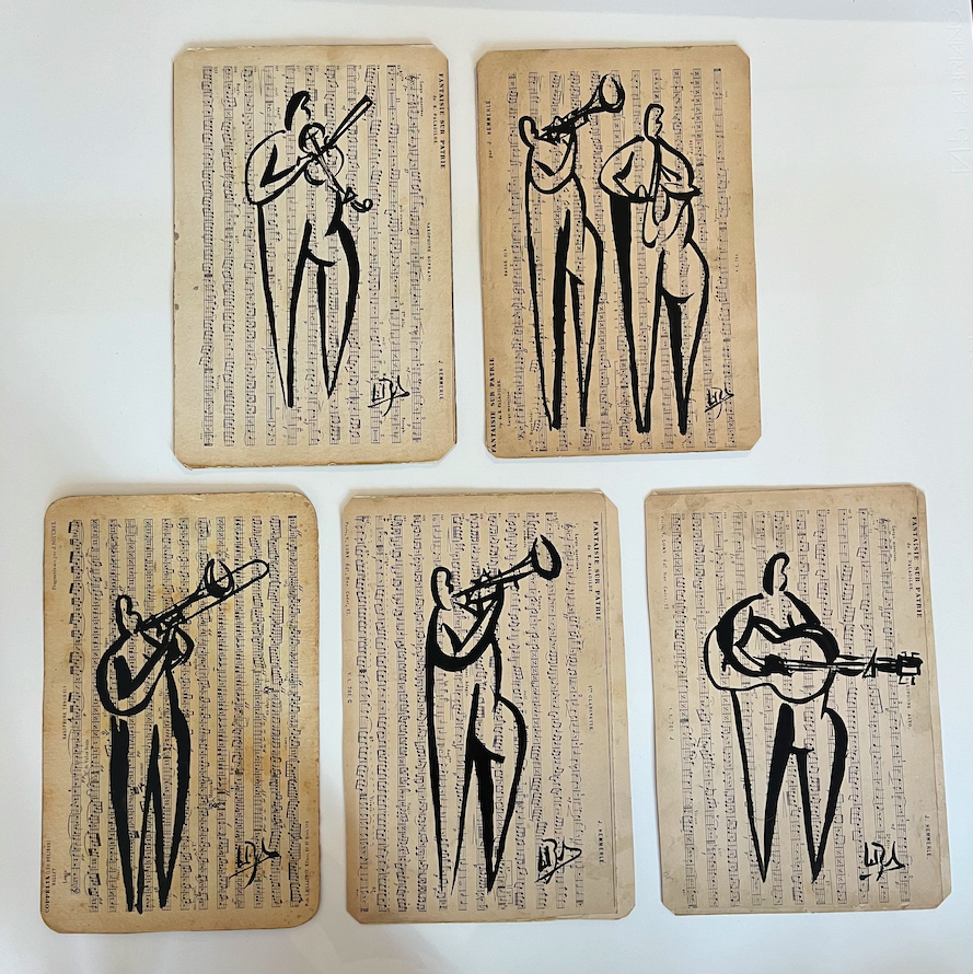 Oeuvre originale Lionel Borla – encre sur partition – 110 € pièce
