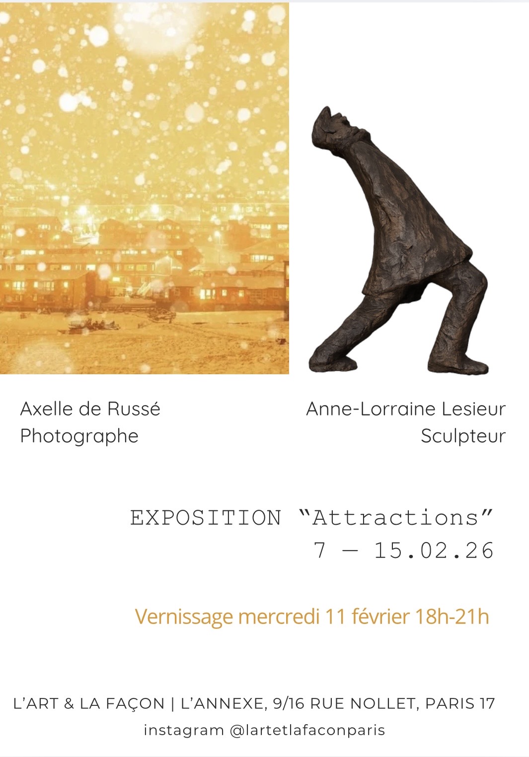 Exosition à venir- Anne-Lorraine LESIEUR et Axelle de RUSSÉ