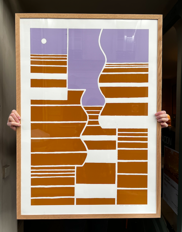 Sérigraphie papier vague Avrandinis encadrée – 250 €