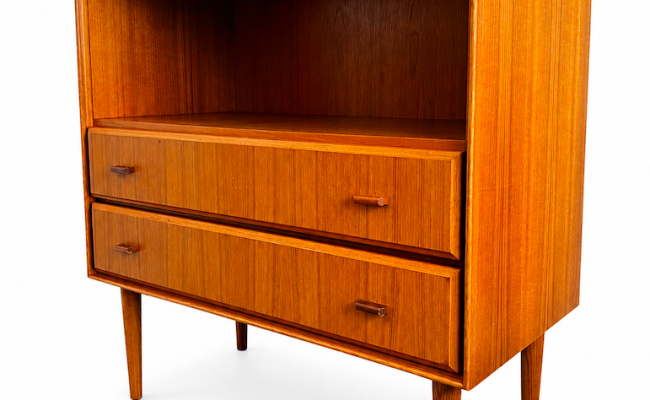 Meuble de rangement scandinave en teck clair –