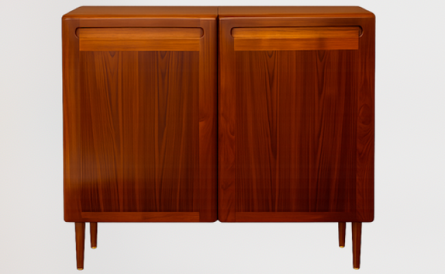 Meuble haur en teck des années 1960 – L 120 x P 33 x H 108 cm – 720 €