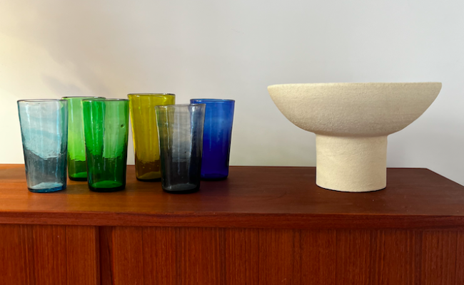 Série de 6 vert colorés en verre – 90 €
